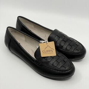 Cliffs by White Mountain Giver Black Woven Loafer Flat Women's 10W